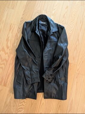 Structure Black Jacket with Navy Logo Patch